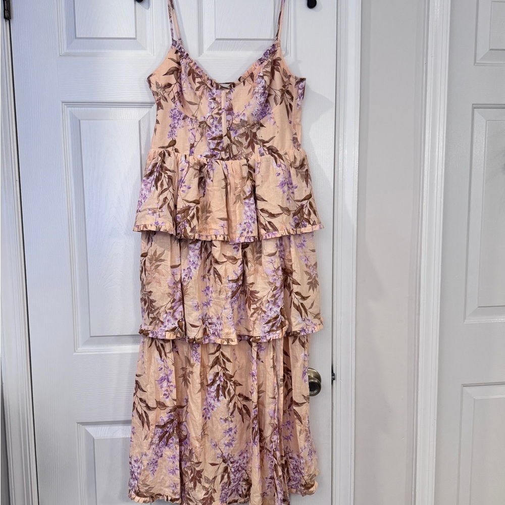 House of Harlow 1960 Floral Dress in Peach and Lavender